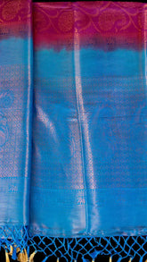 Lollipop Violet & Sky Blue Kanchipuram Soft Silk Saree